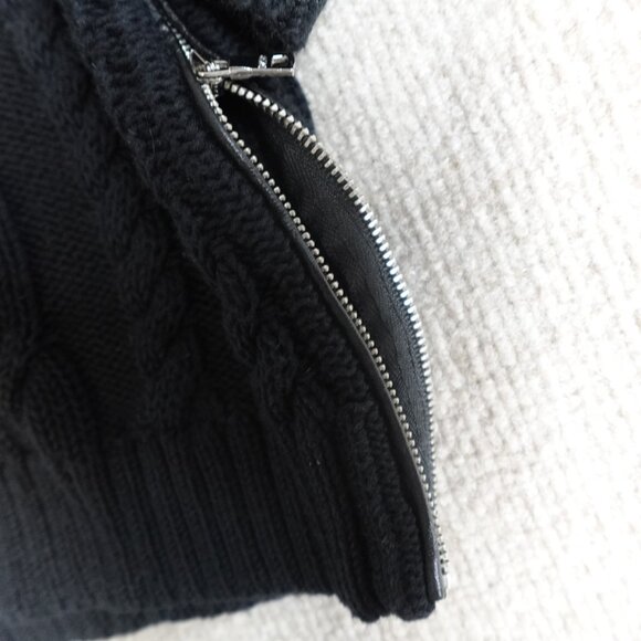 Polo Ralph Lauren Womens Sweater Small Black Cable Knit Fisherman Side Zips - Picture 6 of 11